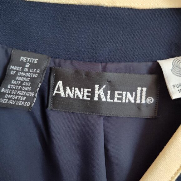 Ladies SZ 2P Anne Klein Navy Single-Breasted Wool Jacket - Picture 3 of 3